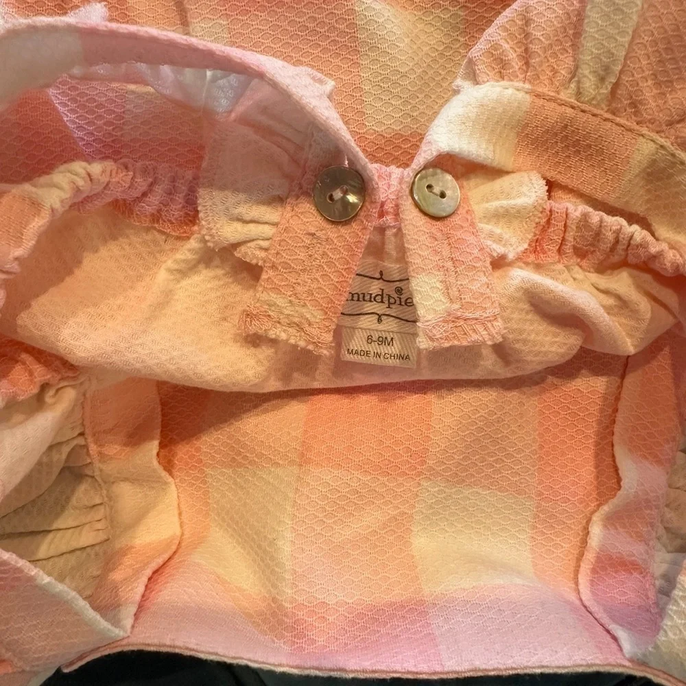Mud Pie Pink Plaid Ruffle Romper 6-9 Months
